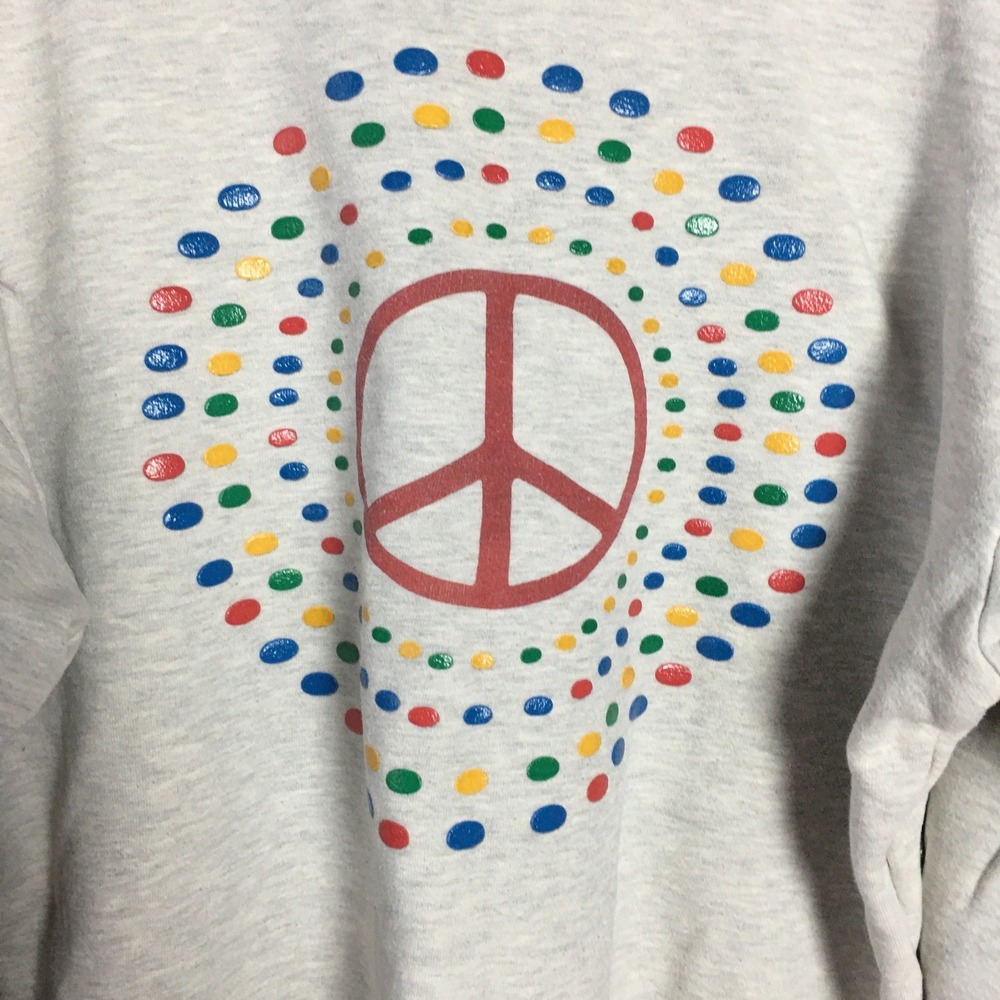 Madhappy Est 2017 Size M Peace Sign Graphic Crewneck Sweatshirt Grey Embroidery - Picture 15 of 16